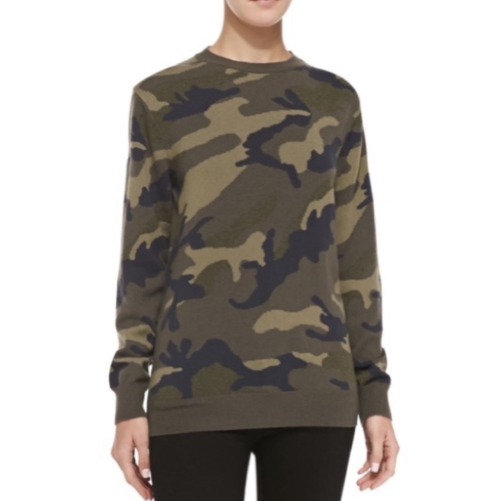 TNA Merino Wool Alpaca Camo Crewneck Sweater
